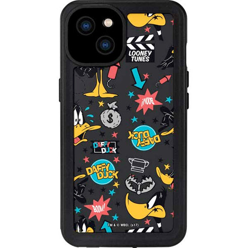 Looney Tunes Daffy Duck Patches iPhone 15 Plus Waterproof Case